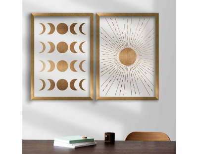 Ensemble de 2 tableaux décoratifs (Planètes noires)