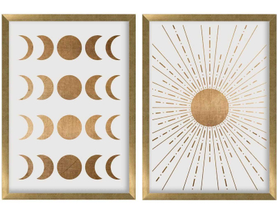 Ensemble de 2 tableaux décoratifs (Planètes noires)
