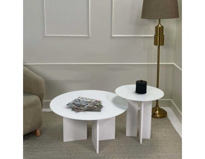 Ensemble de 2 tables en aggloméré Leo (Blanc)