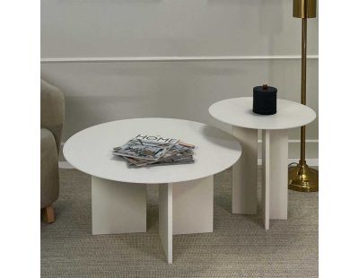 Ensemble de 2 tables en aggloméré Leo (Crème)