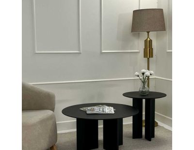 Ensemble de 2 tables en aggloméré Leo (Noir)