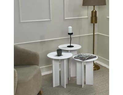 Ensemble de 3 tables d'appoint Leo (Blanc)