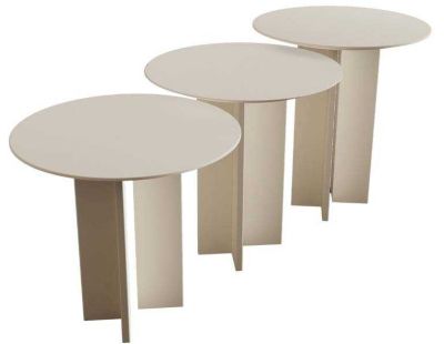 Ensemble de 3 tables d'appoint Leo (Crème)