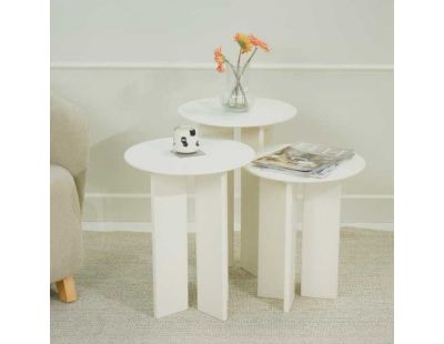 Ensemble de 3 tables d'appoint Leo (Crème)