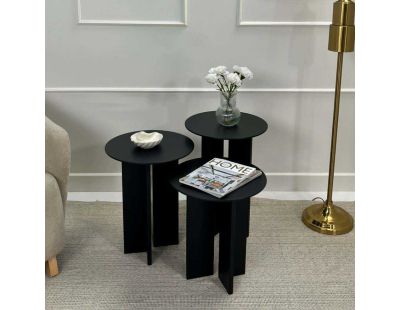 Ensemble de 3 tables d'appoint Leo (Noir)