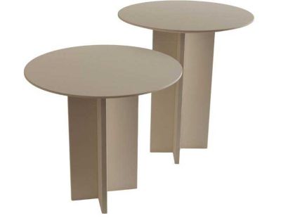 Ensemble de 2 tables d'appoint en aggloméré Leo (Crème)
