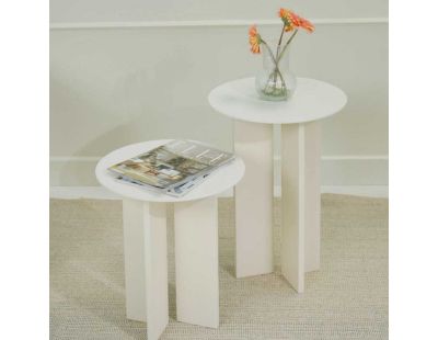 Ensemble de 2 tables d'appoint en aggloméré Leo (Crème)
