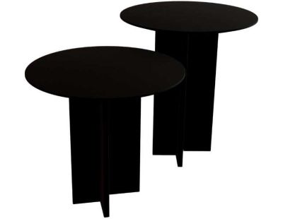 Ensemble de 2 tables d'appoint en aggloméré Leo (Noir)
