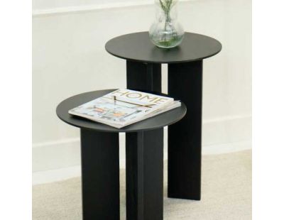 Ensemble de 2 tables d'appoint en aggloméré Leo (Noir)
