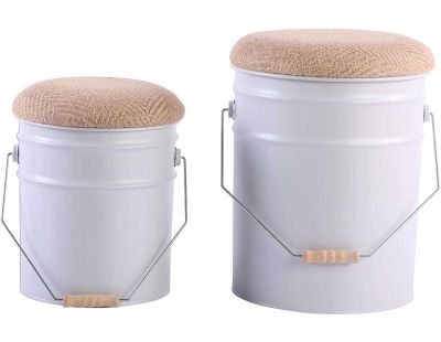 Ensemble de 2 tabourets Buckets (Blanc)