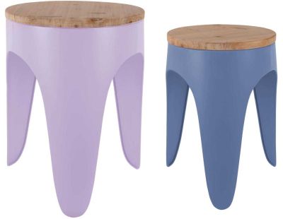 Ensemble de 2 tabourets Double Funky (Violet et Bleu)