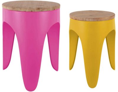 Ensemble de 2 tabourets Double Funky (Rose et Jaune)