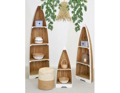 Étagère en acajou Barque (Lot de 3)