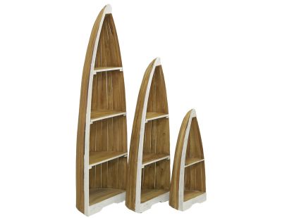 Étagère en acajou Barque (Lot de 3)