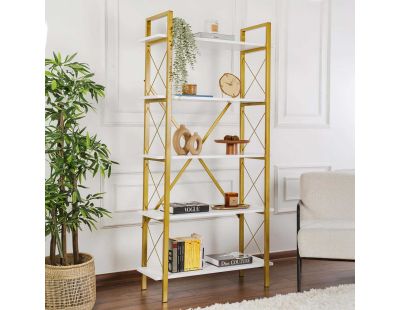 Etagère en aggloméré et métal Elysian (Blanc, Doré)
