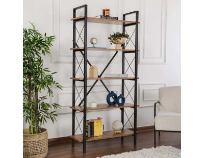 Etagère en aggloméré et métal Elysian (Noyer, Noir)