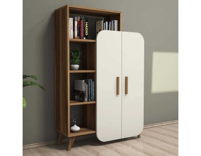 Etagère en aggloméré avec portes fermées Form (Noyer et crème)