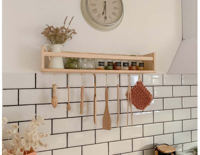 Étagère avec barre centrale en pin Kit Line (60 cm)