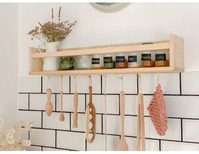 Étagère avec barre centrale en pin Kit Line (80 cm)
