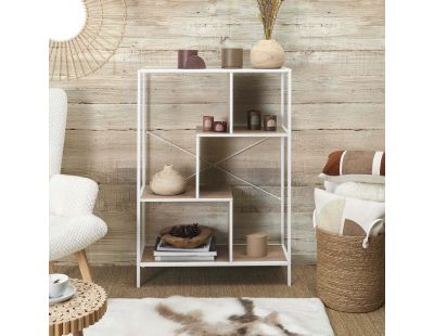 Etagère en bois et métal blanc Edison (80 x 30 x 113 cm)