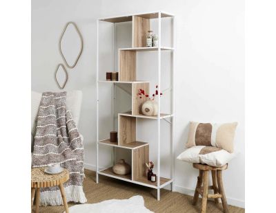 Etagère en bois et métal blanc Edison (80 x 30 x 180 cm)