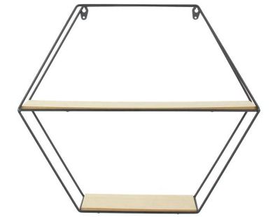 Etagère en bois et métal hexagonale 46 cm