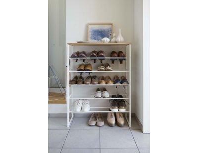 Etagère à chaussures en métal et bois Tower (Blanc)
