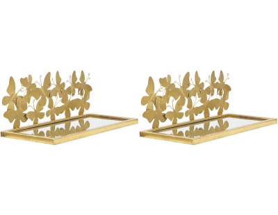 Etagère chevet en métal doré Butterfly 43 x 19.2 x 16.5 cm (Lot de 2)