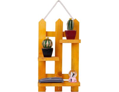 Etagère décorative en bois avec supports à clés Key (Jaune)