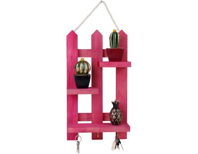 Etagère décorative en bois avec supports à clés Key (Rose)