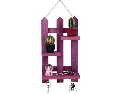 Etagère décorative en bois avec supports à clés Key (Violet)