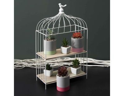 Etagère décorative cage à oiseau en métal 31 x 15 x 51 cm