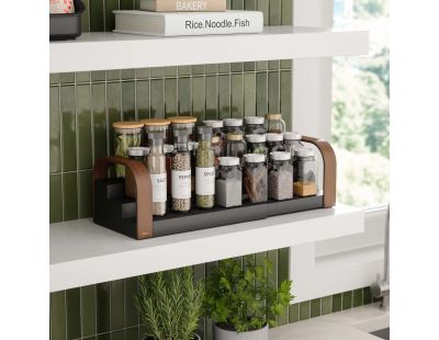 Étagère à épices extensible 3 niveaux Bellwood (Noir et noyer)