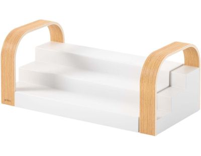 Étagère à épices extensible 3 niveaux Bellwood (Blanc et naturel)