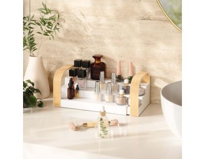 Étagère à épices extensible 3 niveaux Bellwood (Blanc et naturel)