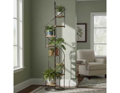 Étagère escalier en bois et métal (43 x 43 x 190 cm)