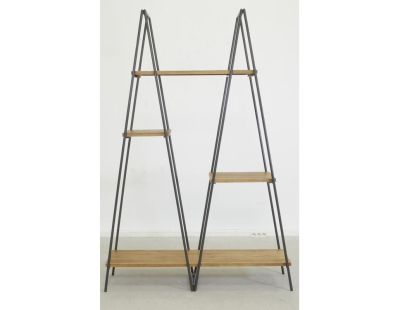Étagère 4 niveaux en métal et bois