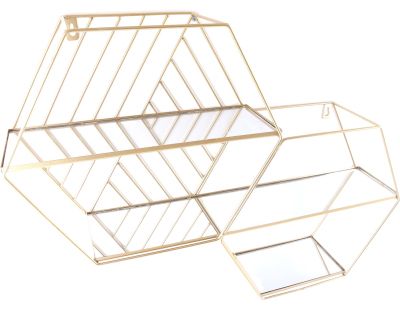 Etagère en métal avec miroir Or 61 x 25 cm