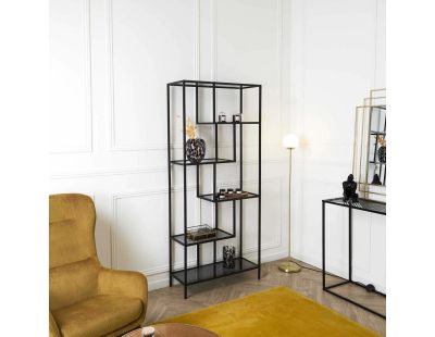 Etagère en métal et  verre fumé Edison (80 x 30 x 180 cm)