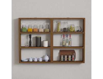 Etagère murale en agglomeré Hexa (Noyer)