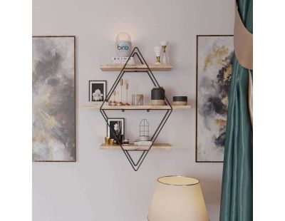 Etagère murale en bois et métal Prizma