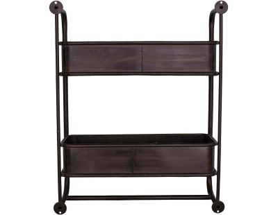 Étagère murale industrielle en fer 2 bacs 52 x 18 x 64 cm