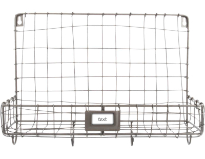 Etagère murale en métal filaire 39.3 x 13.3 x 28.6 cm Panier