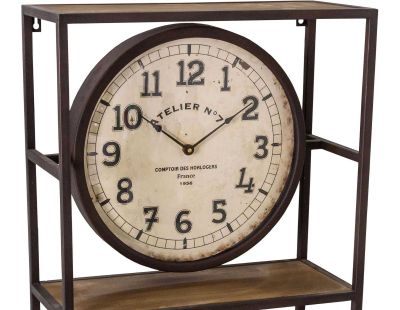 Etagère murale avec pendule en fer et bois 45 x 20 x 100.5 cm