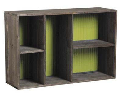 Etagère 5 niches en bois et zinc (Vert)