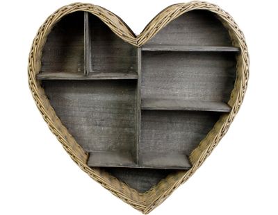Etagère en en osier et bois Coeur 52 x 50 cm