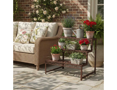 Etagère à plantes en métal patiné Arabesque