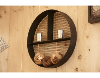 Etagère ronde murale fond grillagé