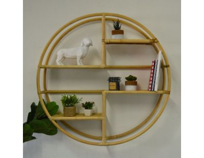 Etagère ronde en rotin et bambou (90 cm)