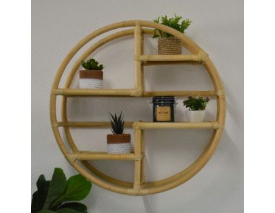 Etagère ronde en rotin et bambou (60 cm)